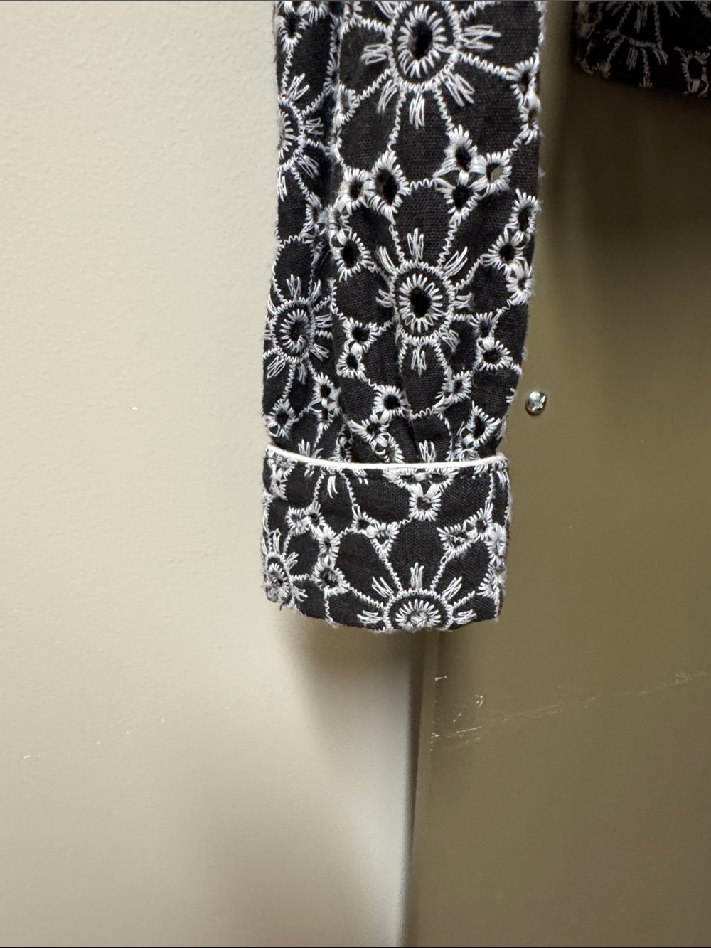 Free People Black and White Floral Eyelet Button-Up Shirt - Picture 6 of 6